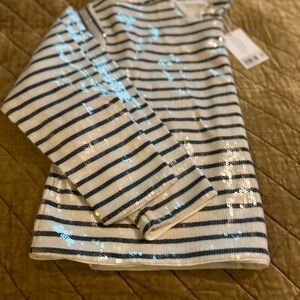 Frame Denim Navy and White Striped Sweater